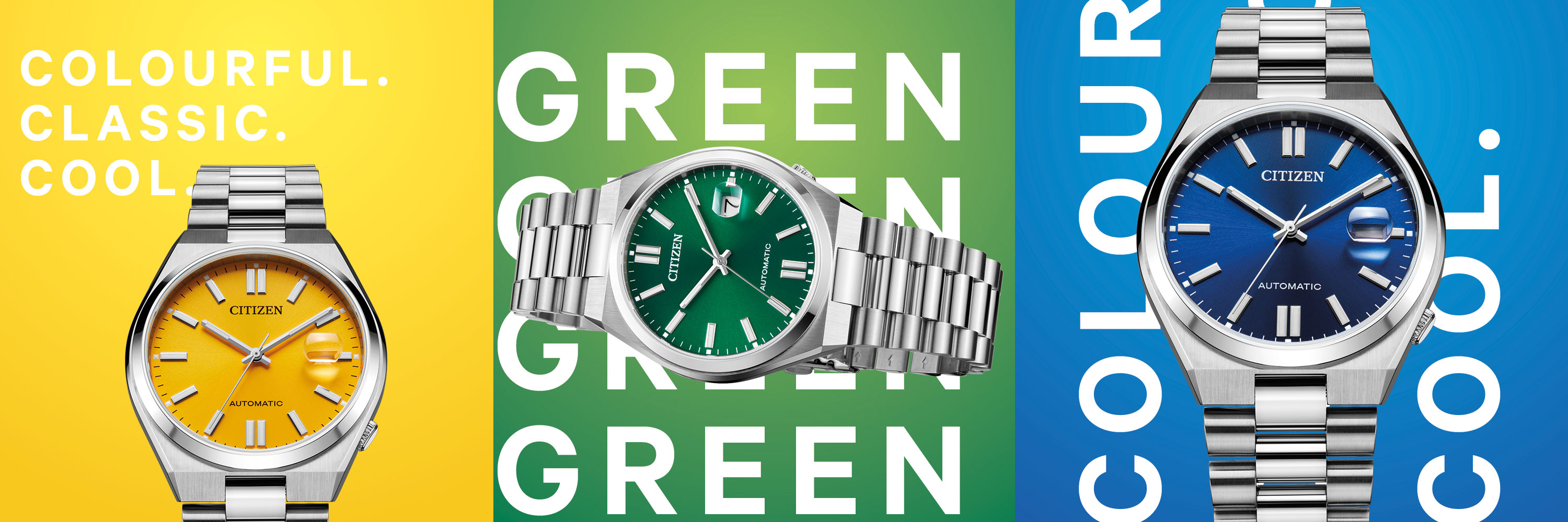 Citizen automatic horloges — colourful, classic, cool