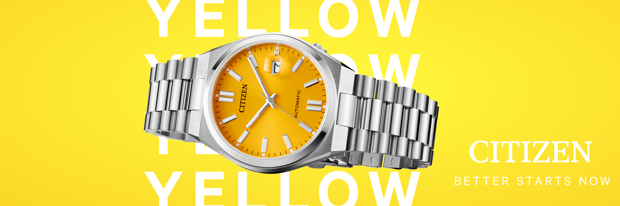Citizen automatic met geel wijzerblad